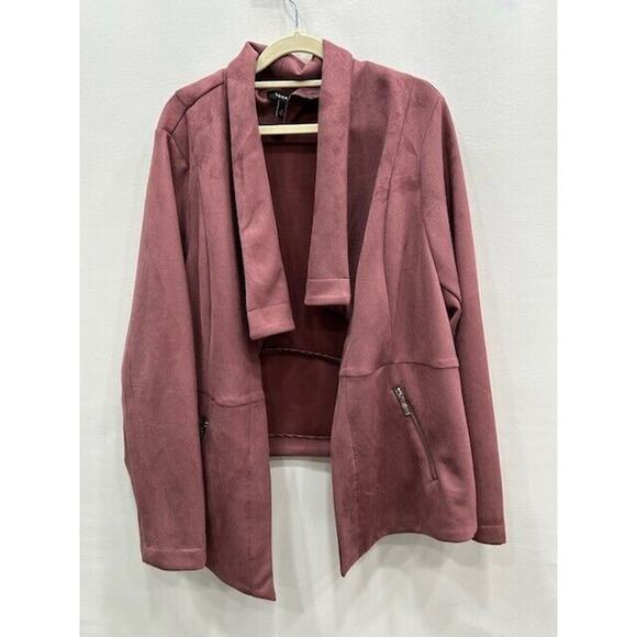 Torrid Womens Faux Suede Peplum Jacket Spread Collar Moto Mauve Pink Plus Size 4 - Picture 2 of 12